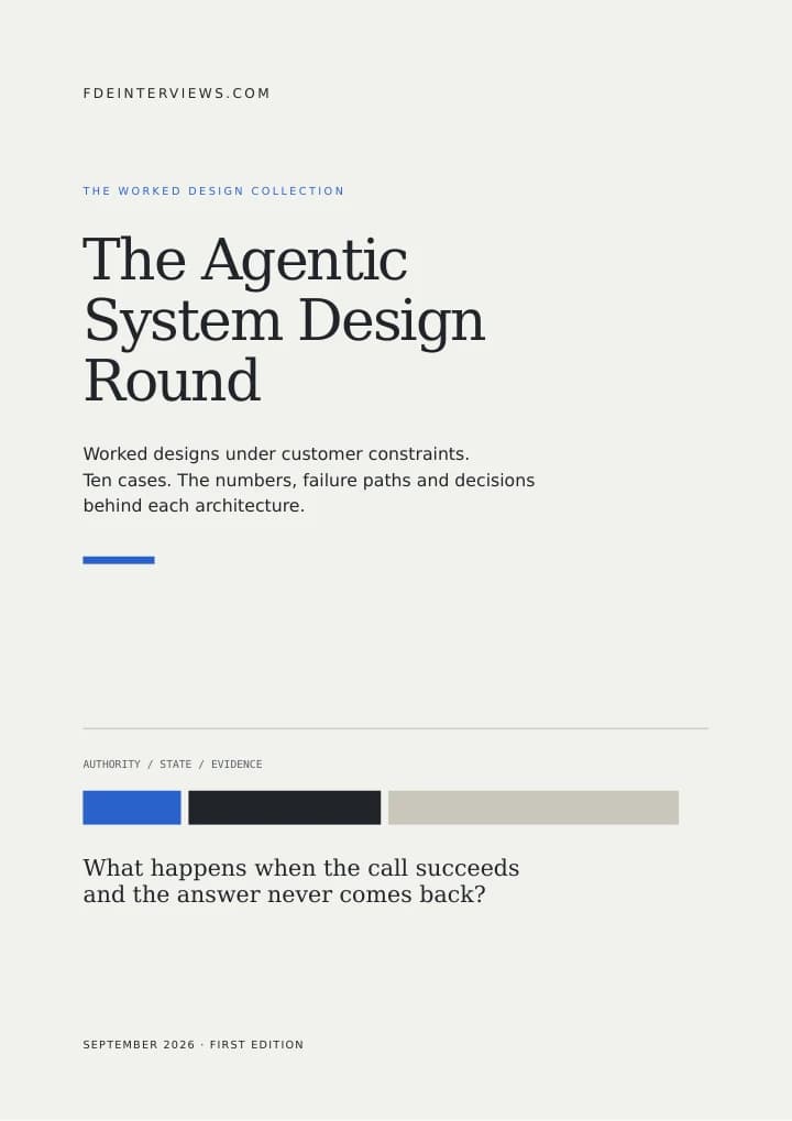 The Agentic System Design Round cover, with ivory paper, blue accents and large editorial typography.